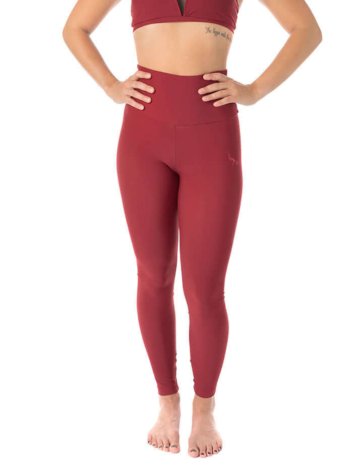High waist yoga leggings Adele | Leggings | Color: burgundy | Yoga Leggings | Dragonfly Pole Wear and Bikram Hot Yoga Clothes