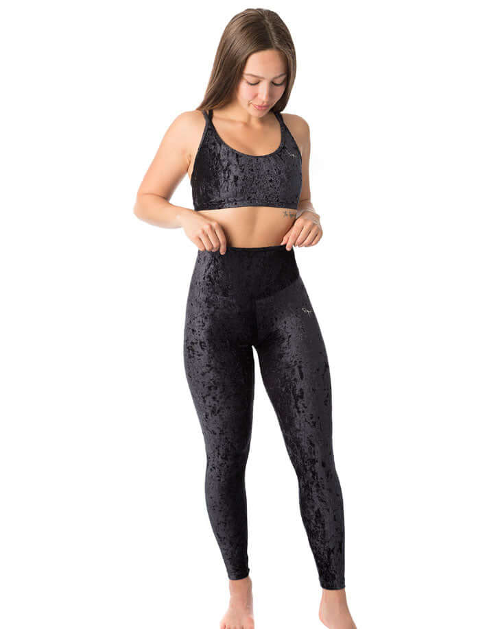 Velvet leggings Adele | Leggings | Color: black velvet | Yoga Leggings | Dragonfly Pole Wear and Bikram Hot Yoga Clothes