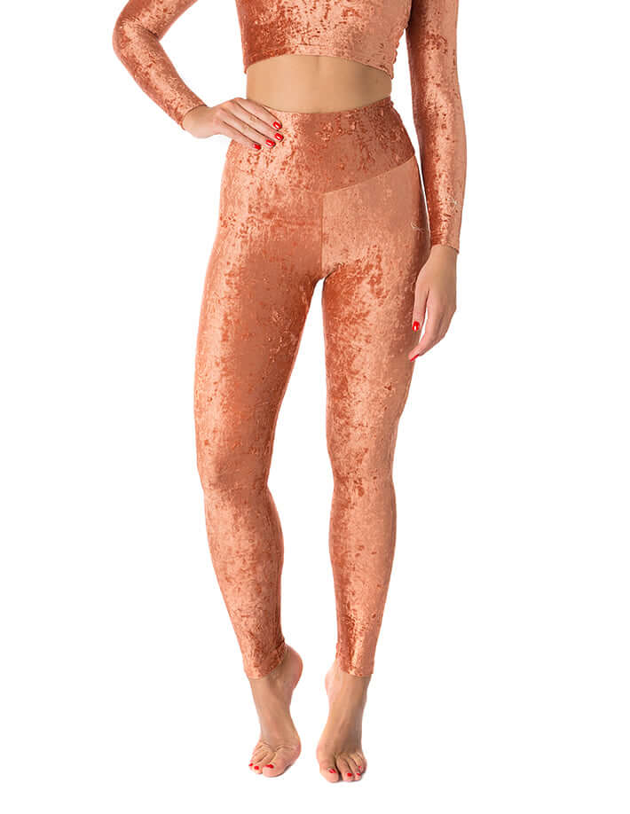 Velvet leggings Adele | Leggings | Color: bronze velvet | Yoga Leggings | Dragonfly Pole Wear and Bikram Hot Yoga Clothes