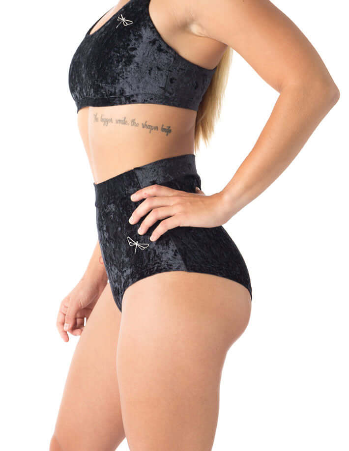 Velvet pole shorts Lola | Shorts | Color: black velvet | Pole Shorts | Dragonfly Pole Dance Clothing and Bikram Hot Yoga Wear