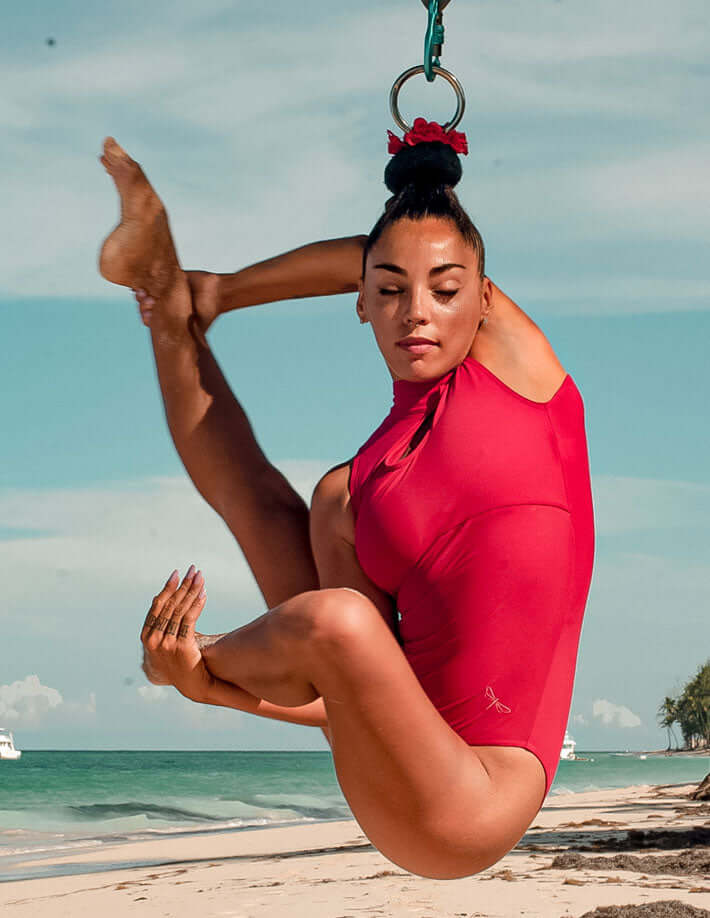 Gymnastic leotard Daria | Leotard | Color: red | Leotard for gymnastics | Dragonfly Pole Dance Outfit and Bikram Yoga Unitard