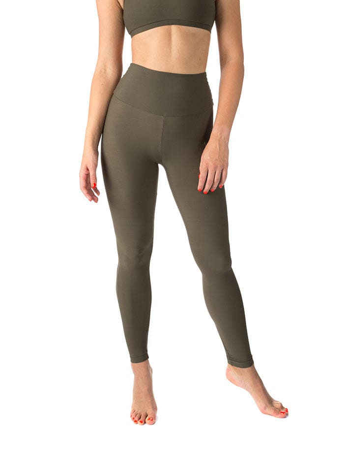 High waist yoga leggings Adele | Leggings | Color: khaki | Yoga Leggings | Dragonfly Pole Wear and Bikram Hot Yoga Clothes