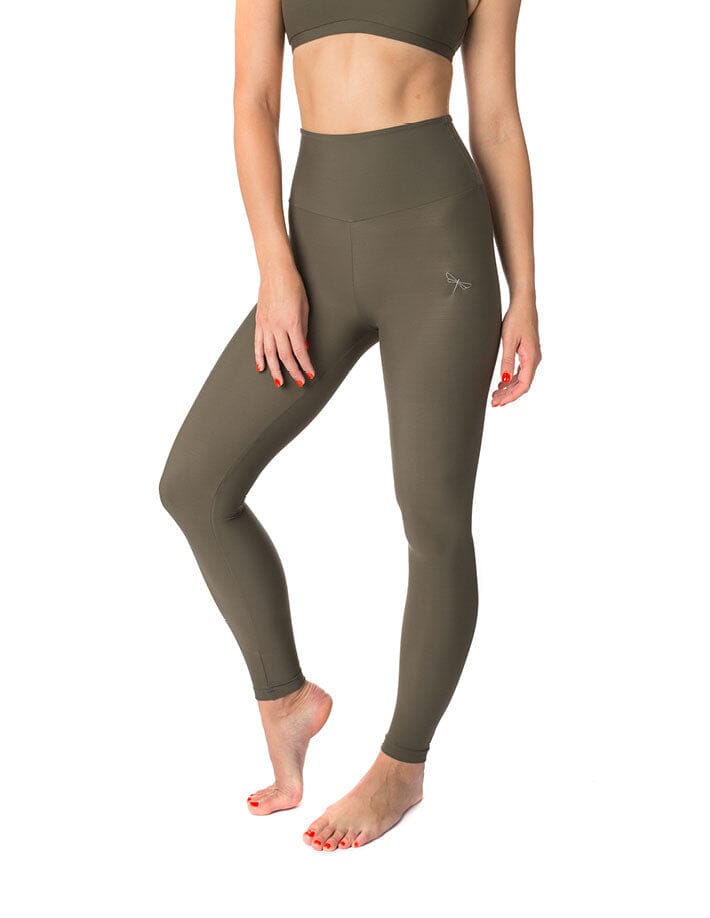 High waist yoga leggings Adele | Leggings | Color: khaki | High waist yoga leggings | Dragonfly Pole Wear and Bikram Hot Yoga Clothes