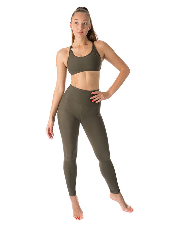 High waist yoga leggings Adele | Leggings | Color: khaki | Yoga Leggings | Dragonfly Pole Wear and Bikram Hot Yoga Clothes
