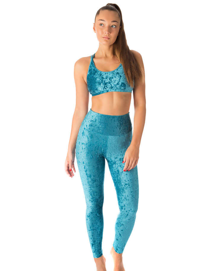 Velvet leggings Adele | Leggings | Color: turquoise velvet | Yoga Leggings | Dragonfly Pole Wear and Bikram Hot Yoga Clothes