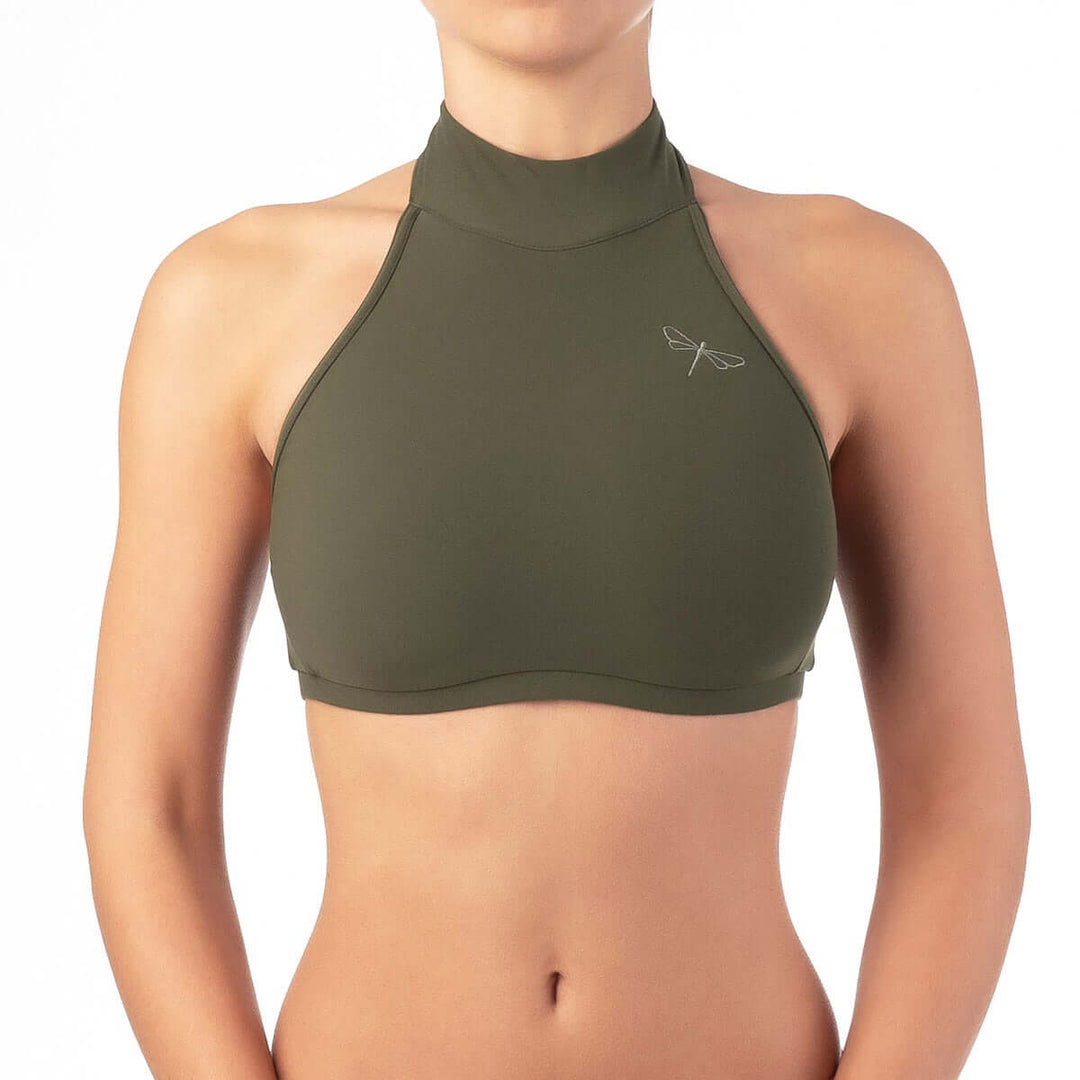 Halter sports bra Lisette | Sports bra | Color: petrol | Women's sports bra | Dragonfly Pole Dance Clothes and Bikram Hot Yoga Outfit