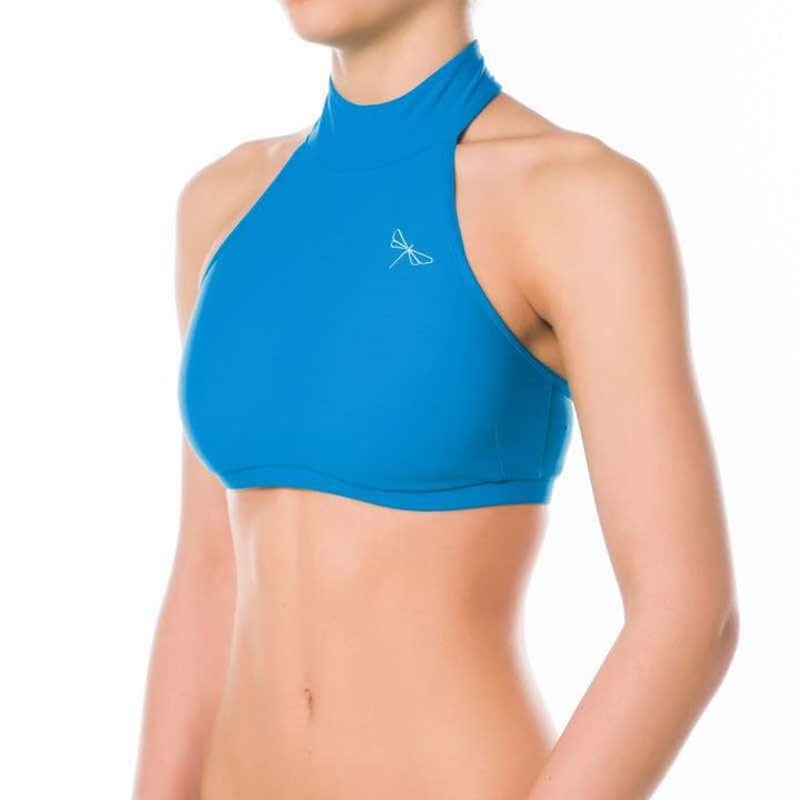 Halter sports bra Lisette | Sports bra | Color: petrol | Women's sports bra | Dragonfly Pole Dance Clothes and Bikram Hot Yoga Outfit