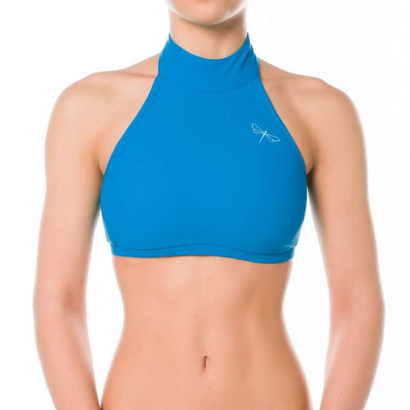 Halter sports bra Lisette | Sports bra | Color: azure | Women's sports bra | Dragonfly Pole Dance Clothes and Bikram Hot Yoga Outfit