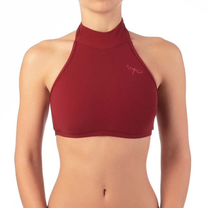 Halter sports bra Lisette | Sports bra | Color: petrol | Women's sports bra | Dragonfly Pole Dance Clothes and Bikram Hot Yoga Outfit