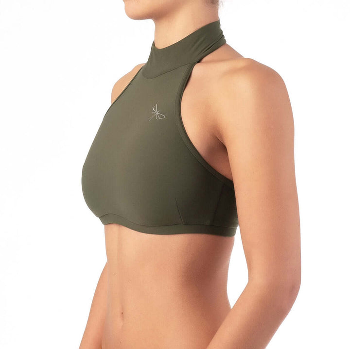 Halter sports bra Lisette | Sports bra | Color: petrol | Women's sports bra | Dragonfly Pole Dance Clothes and Bikram Hot Yoga Outfit