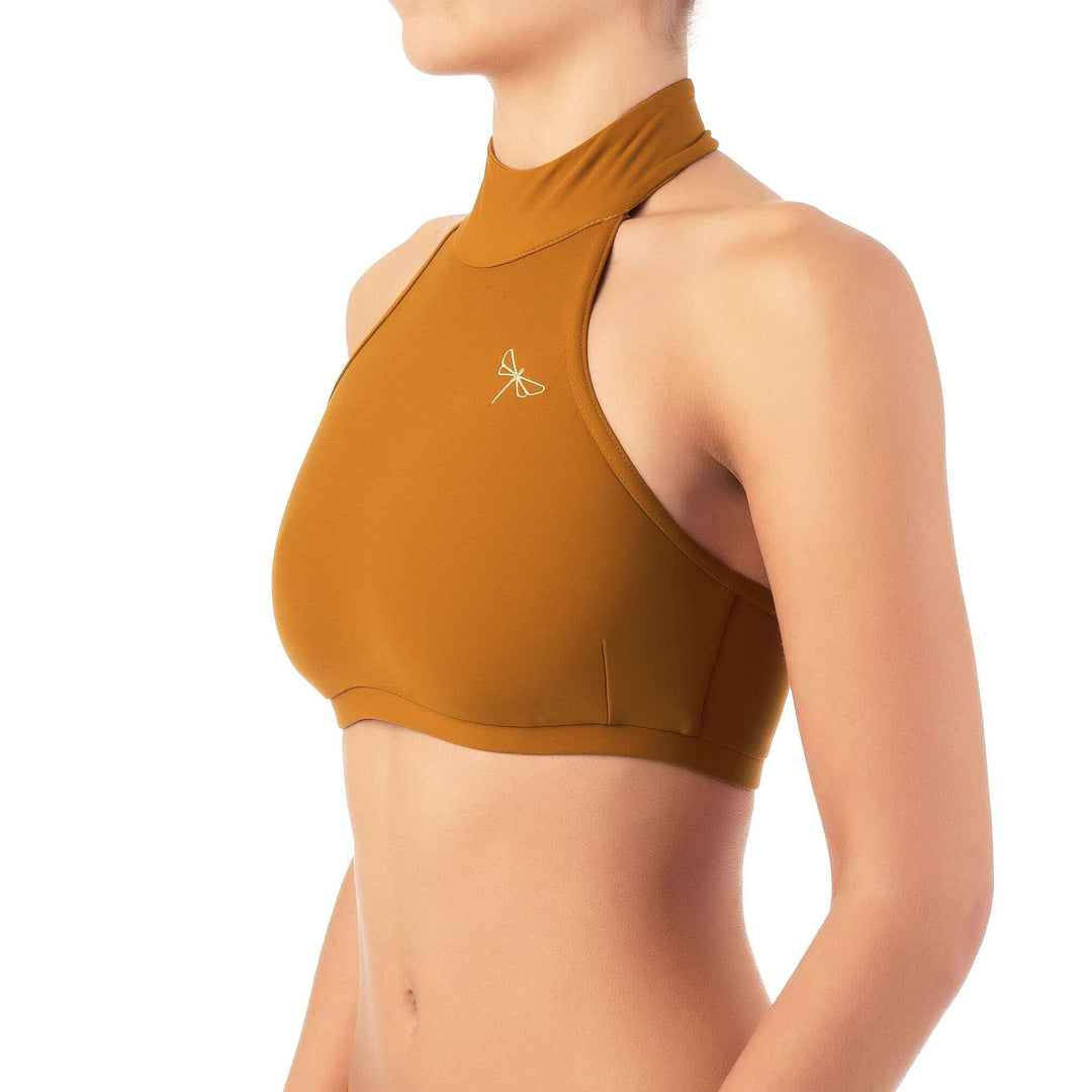 Halter sports bra Lisette | Sports bra | Color: petrol | Women's sports bra | Dragonfly Pole Dance Clothes and Bikram Hot Yoga Outfit