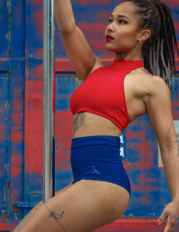 Halter sports bra Lisette | Sports bra | Color: red | Women's sports bra | Dragonfly Pole Dance Clothes and Bikram Hot Yoga Outfit