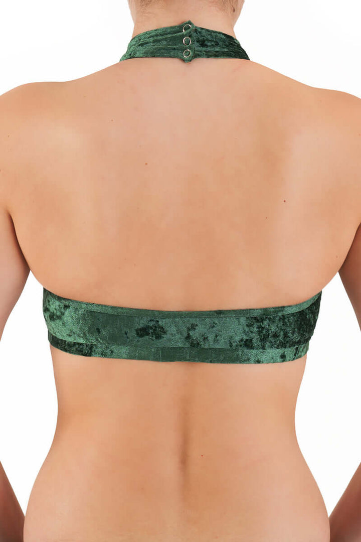Velvet halter top Lisette | Sports bra | Color: purple velvet | Women's sports bra | Dragonfly Pole Dance Clothes and Bikram Hot Yoga Outfit