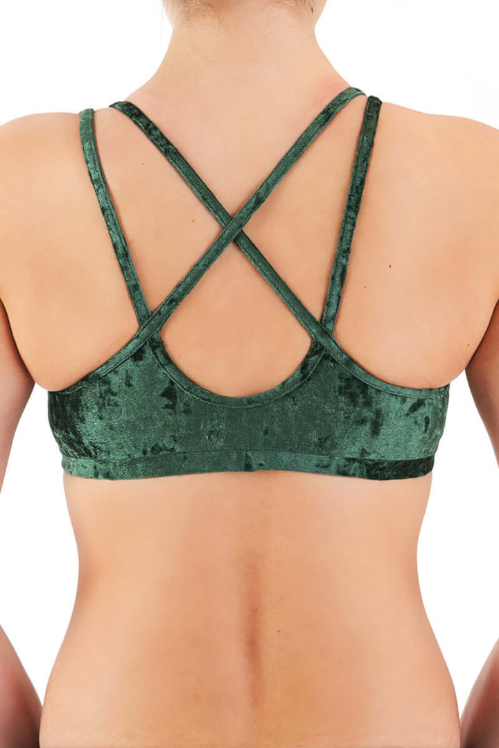 Velvet sports bra Nicole | Sports bra | Color: bronze velvet | Women's sports bra | Dragonfly Pole Dance Clothes and Bikram Hot Yoga Outfit