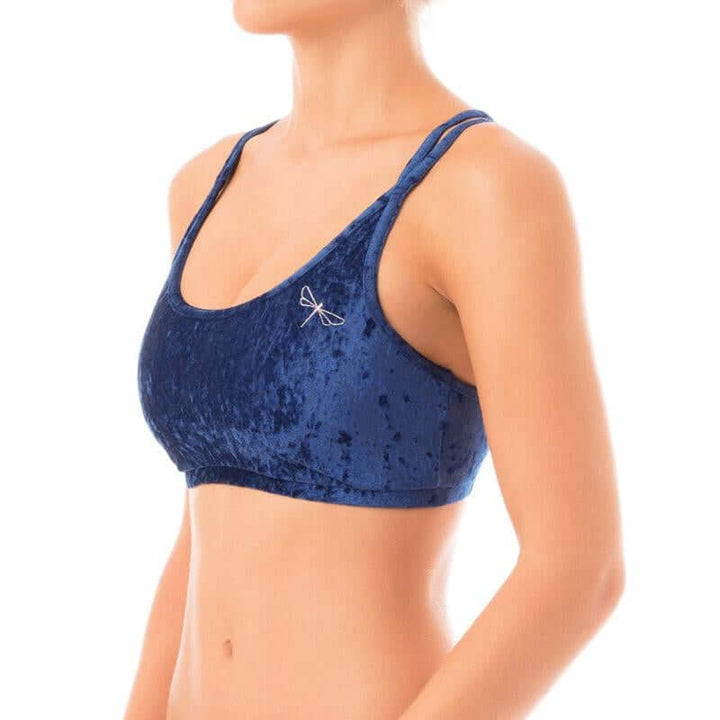 Velvet sports bra Nicole | Sports bra | Color: bronze velvet | Women's sports bra | Dragonfly Pole Dance Clothes and Bikram Hot Yoga Outfit