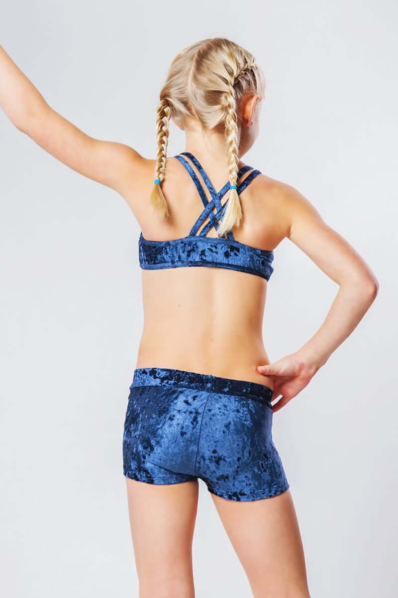 Kids - Girls' Pole Dance Shorts Elsa | Activewear | Color: blue velvet | Kids Pole Shorts | Girls Pole Dance Shorts | Dětské pole dance šortky | Madchen Pole Shorts | Pole short enfants | Dragonfly Pole Dance Clothing and Bikram Hot Yoga Wear | Dětské Obl