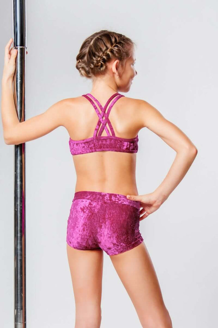 Kids - Girls' Pole Dance Shorts Elsa | Activewear | Color: blue velvet | Kids Pole Shorts | Girls Pole Dance Shorts | Dětské pole dance šortky | Madchen Pole Shorts | Pole short enfants | Dragonfly Pole Dance Clothing and Bikram Hot Yoga Wear | Dětské Obl