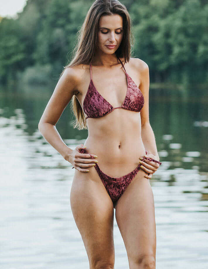 Velvet bikini top Lily | Swimwear | Color: amaranth velvet | Swimwear | Dragonfly Bikini | Sports Bikini | Swimsuit