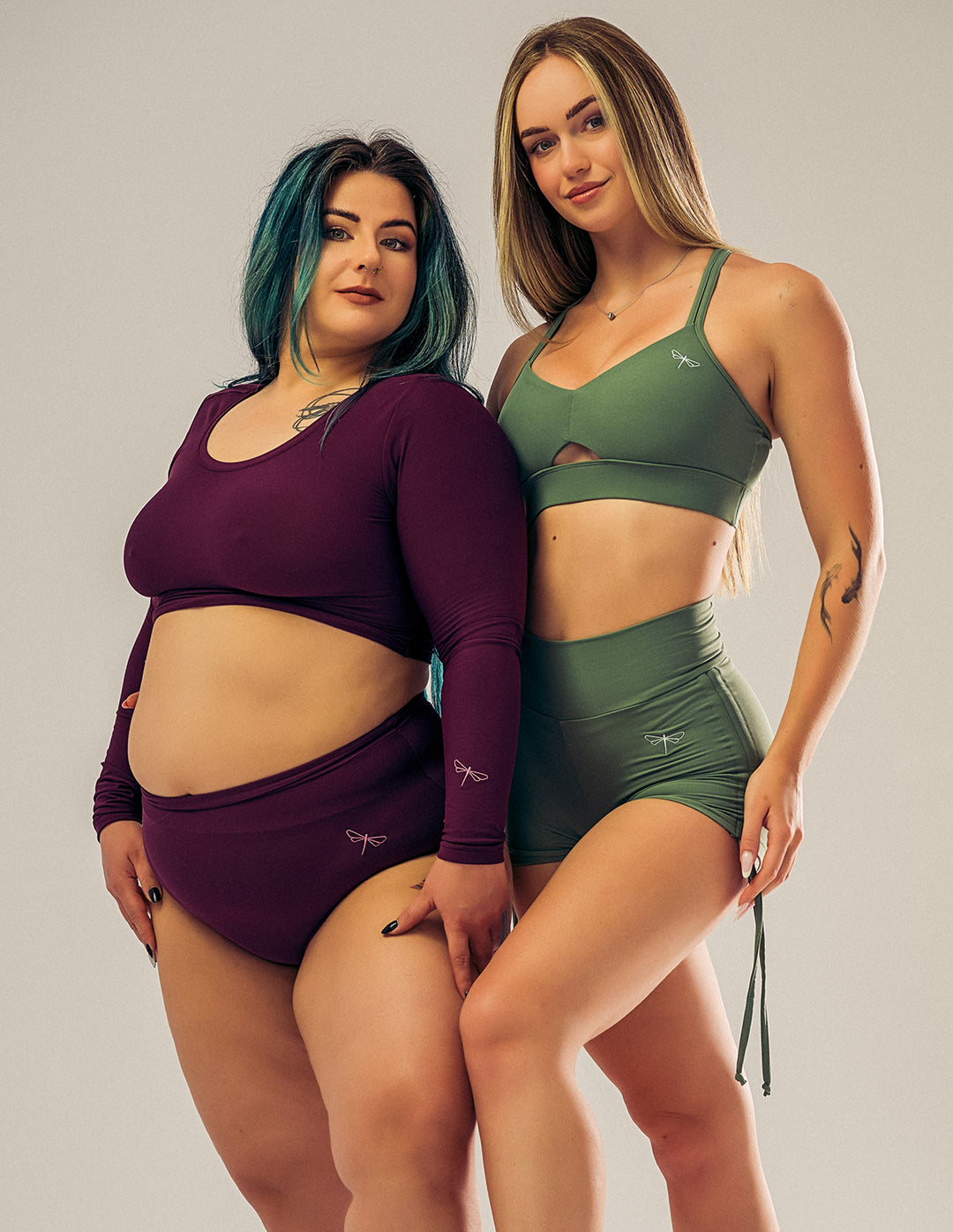 Pavi long-sleeve sports crop top – plum