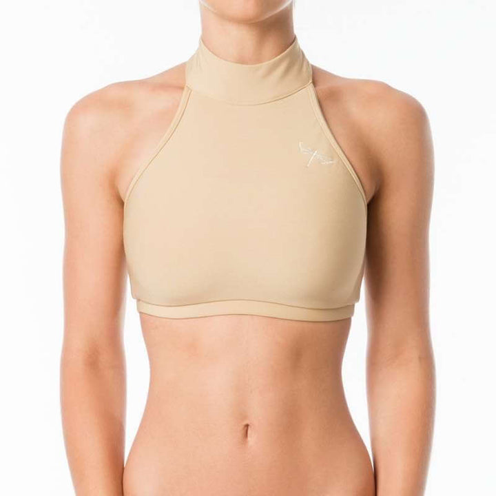 Halter sports bra Lisette | Brassière de sport dos nu à tour de cou Lisette | Color: petrol | Women's sports bra | Dragonfly Pole Dance Clothes and Bikram Hot Yoga Outfit