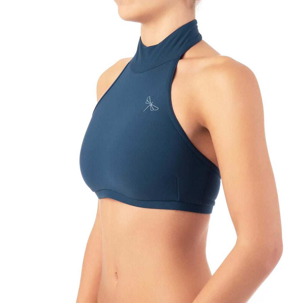 Halter sports bra Lisette | Sports bra | Color: petrol | Women's sports bra | Dragonfly Pole Dance Clothes and Bikram Hot Yoga Outfit