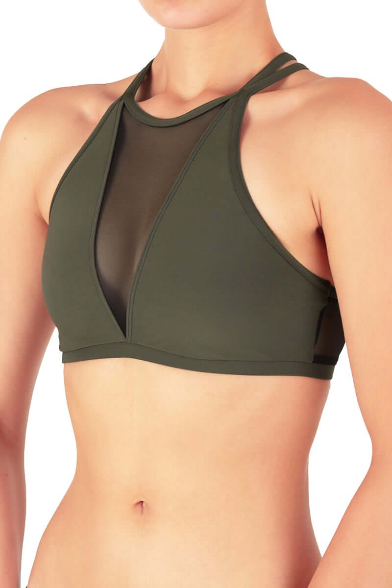 Mesh sports bra Victoria | Sports bra | Color: black / leopard mesh | Women's sports bra | Sportovní podprsenka | Sport-BH | Brassiere sport | Dragonfly Pole Dance Clothes and Bikram Hot Yoga Outfit