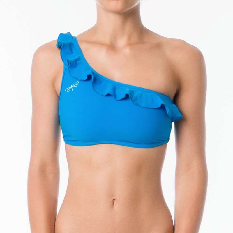 Carmen bra frilled | Sports bra | Color: azure | Women's sports bra | Dragonfly Pole Dance Clothes and Bikram Hot Yoga Outfit