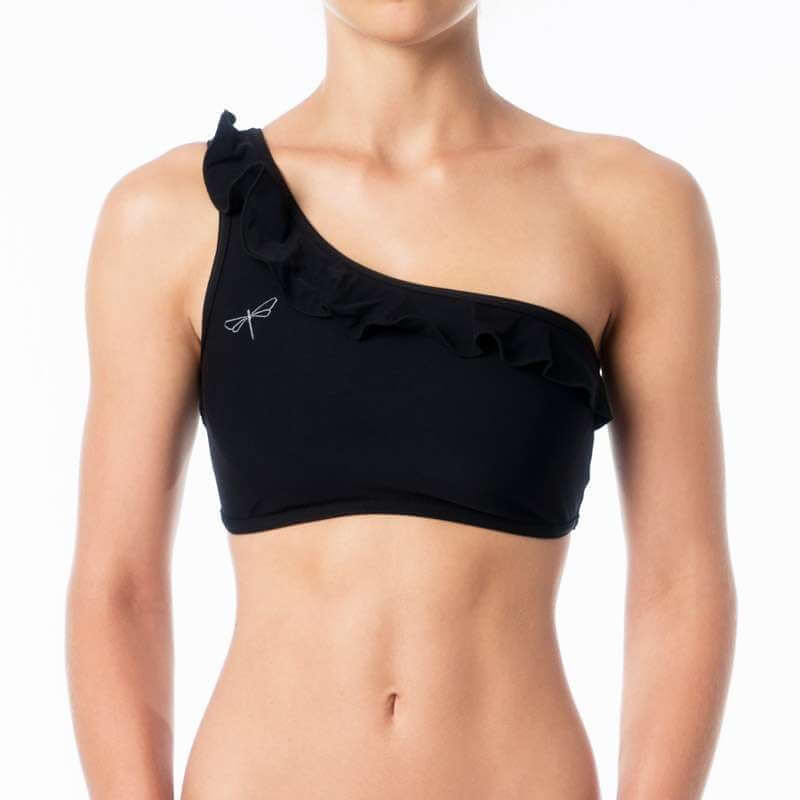Carmen bra frilled | Sports bra | Color: black | Women's sports bra | Dragonfly Pole Dance Clothes and Bikram Hot Yoga Outfit