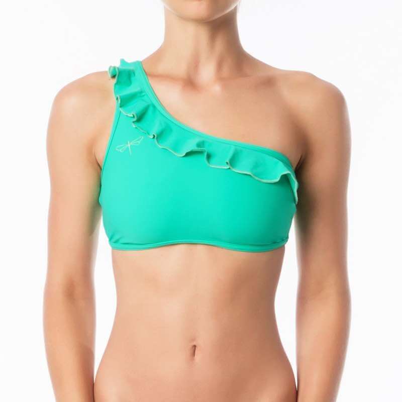 Carmen bra frilled | Sports bra | Color: mint | Women's sports bra | Dragonfly Pole Dance Clothes and Bikram Hot Yoga Outfit