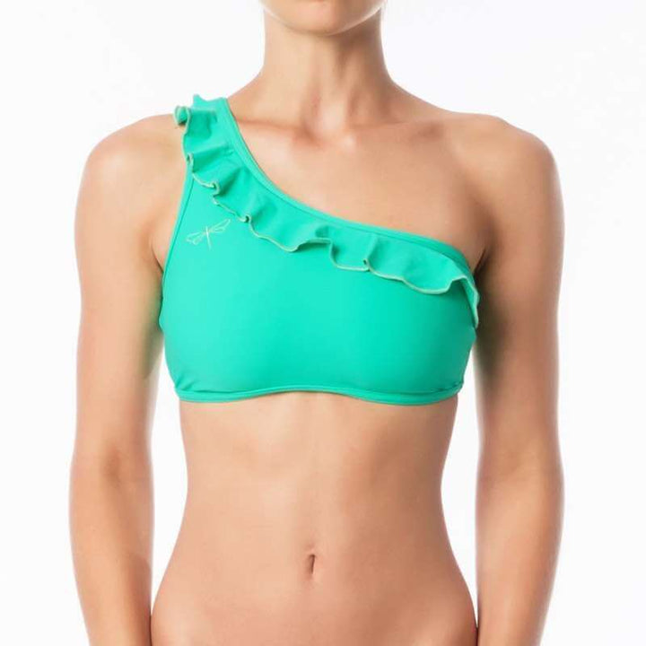 Carmen bra frilled | Sports bra | Color: mint | Women's sports bra | Dragonfly Pole Dance Clothes and Bikram Hot Yoga Outfit