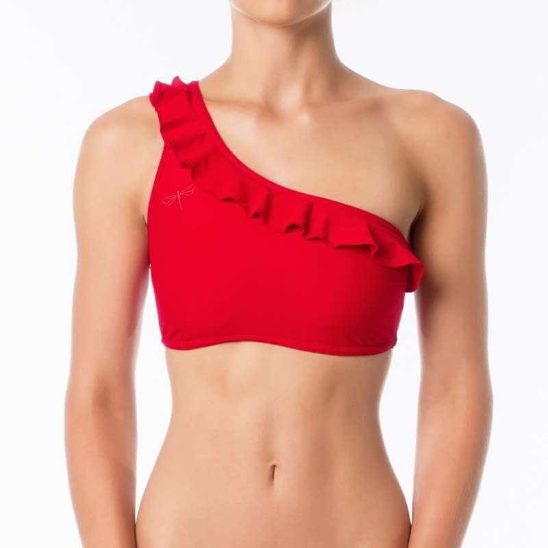 Carmen bra frilled | Sports bra | Color: red | Women's sports bra | Dragonfly Pole Dance Clothes and Bikram Hot Yoga Outfit