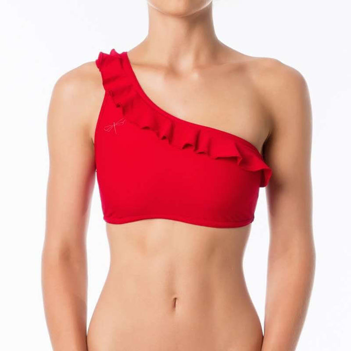 Carmen bra frilled | Sports bra | Color: red | Women's sports bra | Dragonfly Pole Dance Clothes and Bikram Hot Yoga Outfit