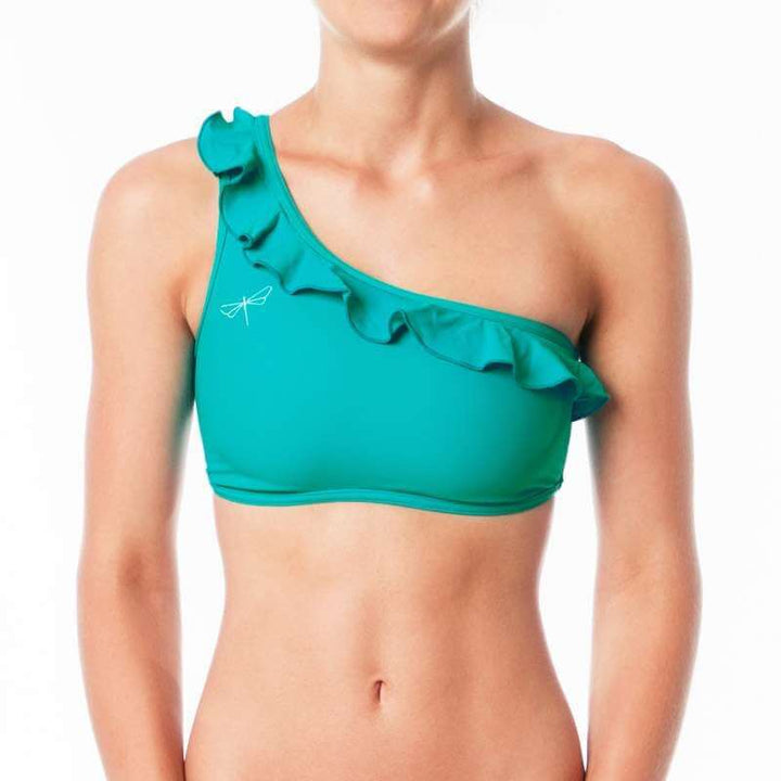 Carmen bra frilled | Sports bra | Color: ruby | Women's sports bra | Dragonfly Pole Dance Clothes and Bikram Hot Yoga Outfit
