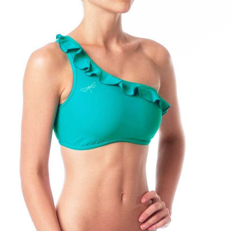 Carmen bra frilled | Sports bra | Color: ruby | Women's sports bra | Dragonfly Pole Dance Clothes and Bikram Hot Yoga Outfit