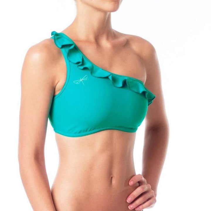 Carmen bra frilled | Sports bra | Color: ruby | Women's sports bra | Dragonfly Pole Dance Clothes and Bikram Hot Yoga Outfit