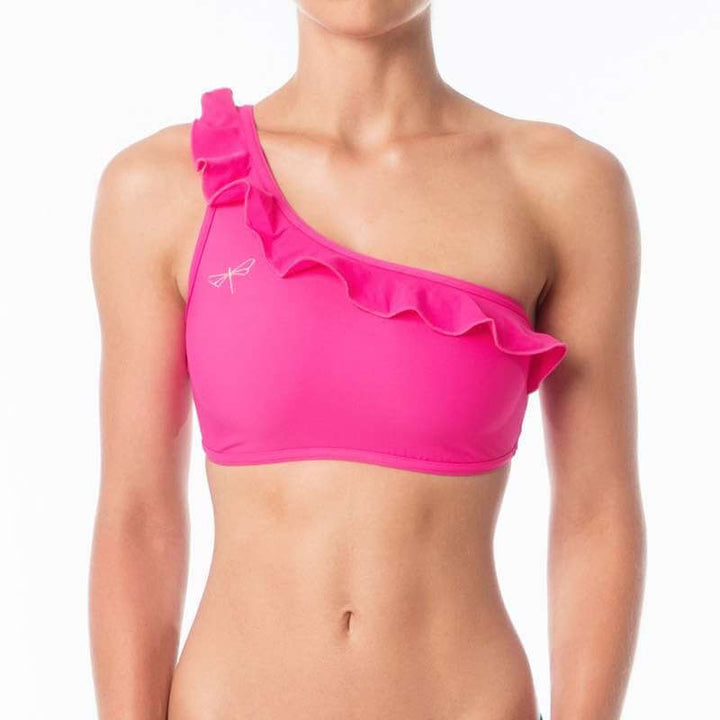 Carmen bra frilled | Sports bra | Color: ruby | Women's sports bra | Dragonfly Pole Dance Clothes and Bikram Hot Yoga Outfit