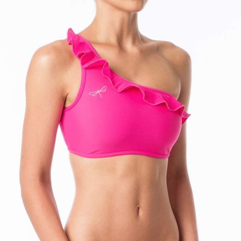 Carmen bra frilled | Sports bra | Color: ruby | Women's sports bra | Dragonfly Pole Dance Clothes and Bikram Hot Yoga Outfit