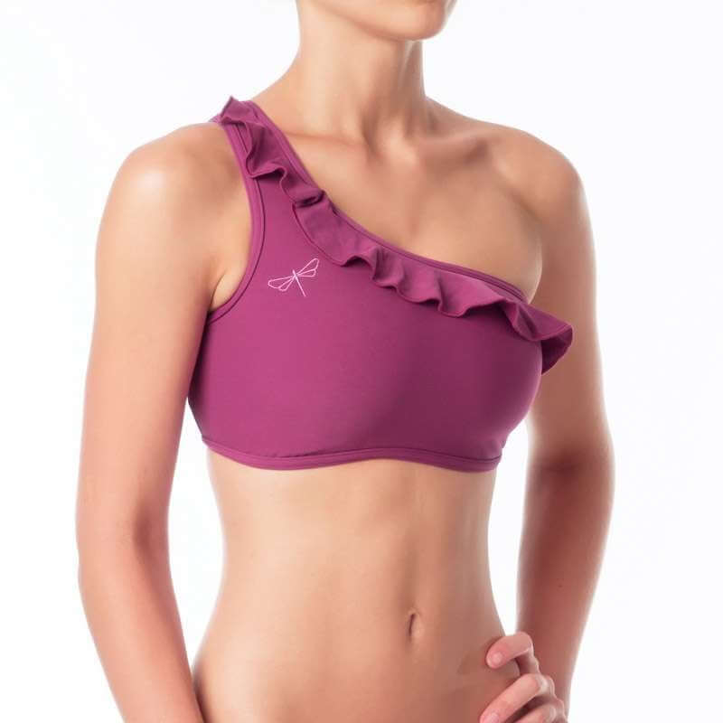 Carmen bra frilled | Sports bra | Color: ruby | Women's sports bra | Dragonfly Pole Dance Clothes and Bikram Hot Yoga Outfit