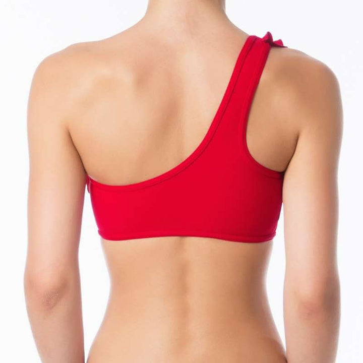 Carmen bra frilled | Sports bra | Color: ruby | Women's sports bra | Dragonfly Pole Dance Clothes and Bikram Hot Yoga Outfit