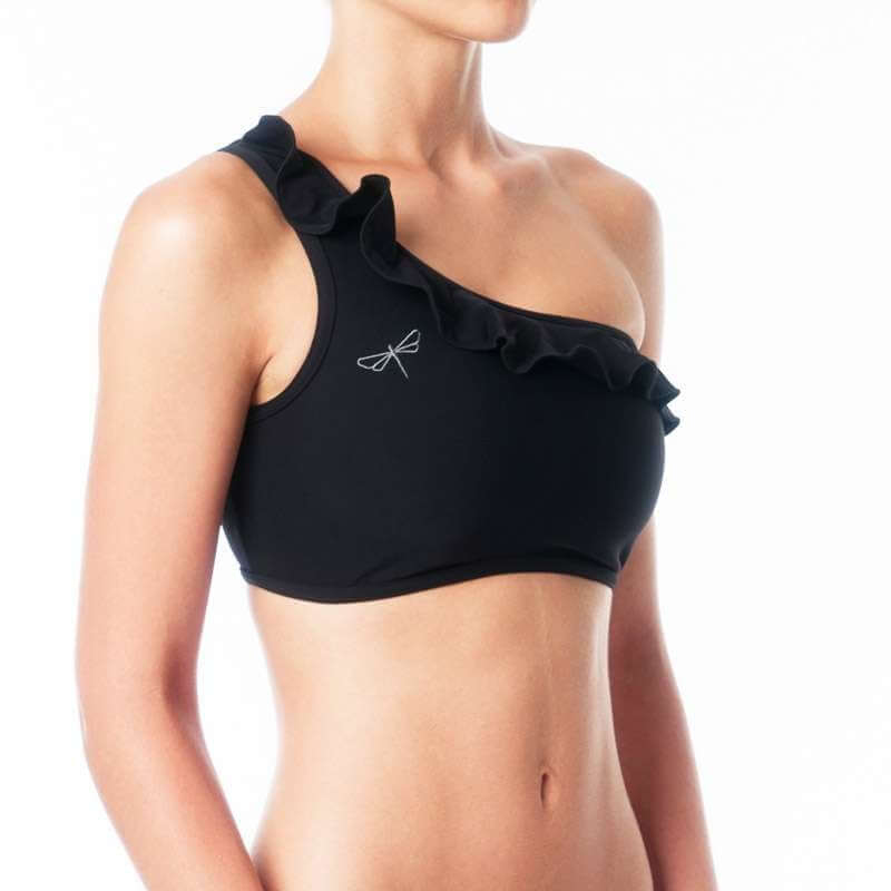 Carmen bra frilled | Sports bra | Color: ruby | Women's sports bra | Dragonfly Pole Dance Clothes and Bikram Hot Yoga Outfit
