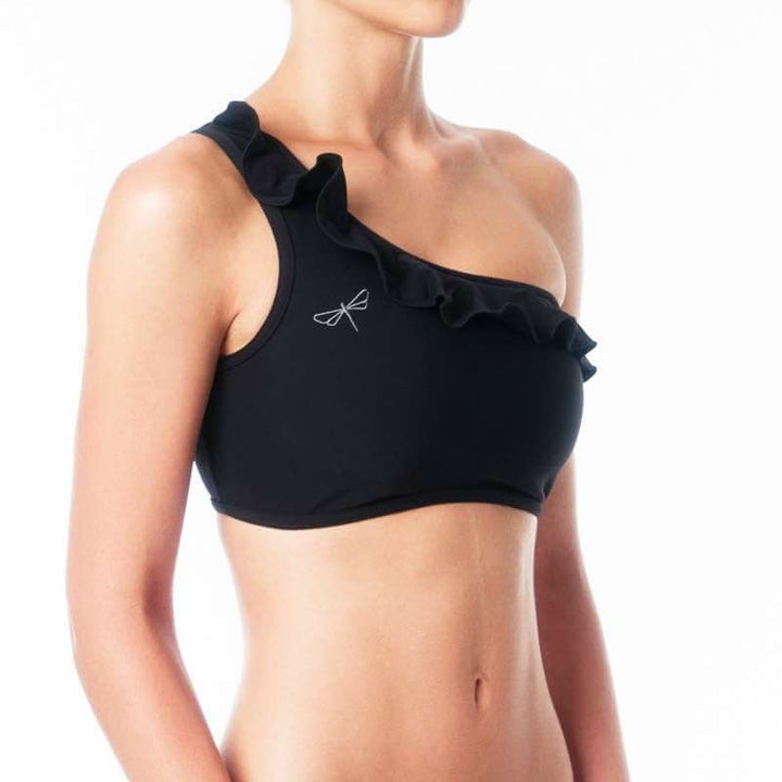 Carmen bra frilled | Sports bra | Color: ruby | Women's sports bra | Dragonfly Pole Dance Clothes and Bikram Hot Yoga Outfit