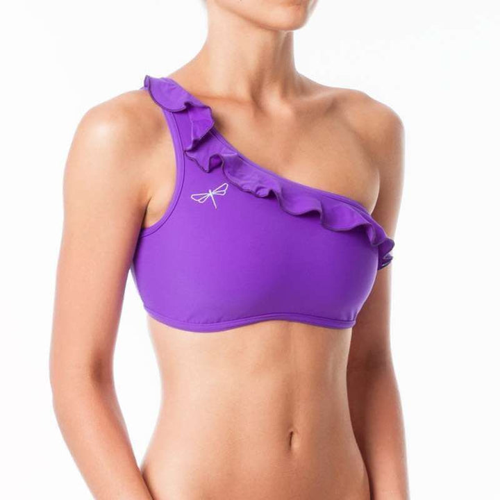 Carmen bra frilled | Sports bra | Color: ruby | Women's sports bra | Dragonfly Pole Dance Clothes and Bikram Hot Yoga Outfit