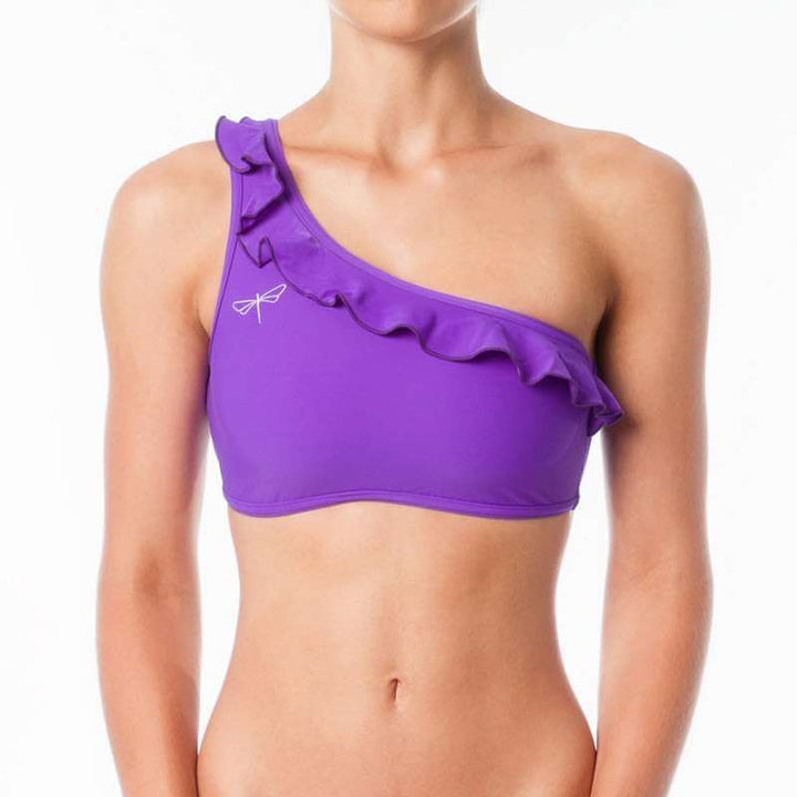 Carmen bra frilled | Sports bra | Color: violet | Women's sports bra | Dragonfly Pole Dance Clothes and Bikram Hot Yoga Outfit