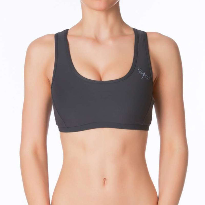 Sporty bra | Sports bra | Color: grey | Women's sports bra | Dragonfly Pole Dance Clothes and Bikram Hot Yoga Outfit
